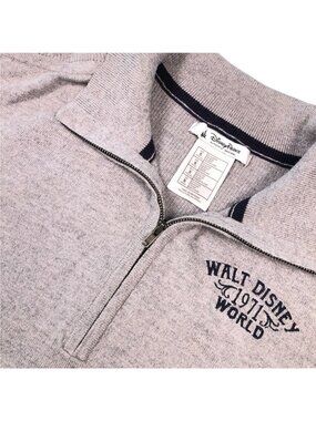 Disney Parks Authentic Walt Disney World 1971 L/S Polo Sweatshirt Gray • Small